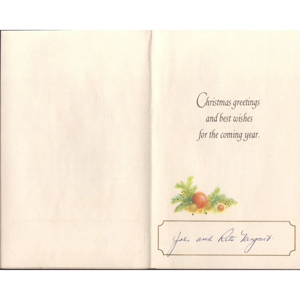 Vintage Hallmark Christmas Greeting Card Fruit Basket Still Life Used